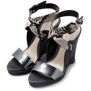 Elie Tahari Weston metallic wedge sandal